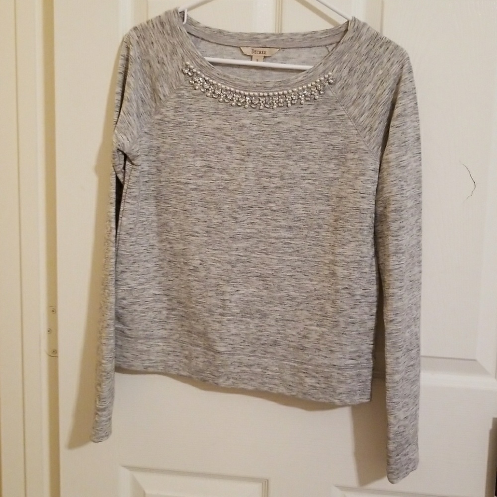 Grey Detailed neckline sweatshirt